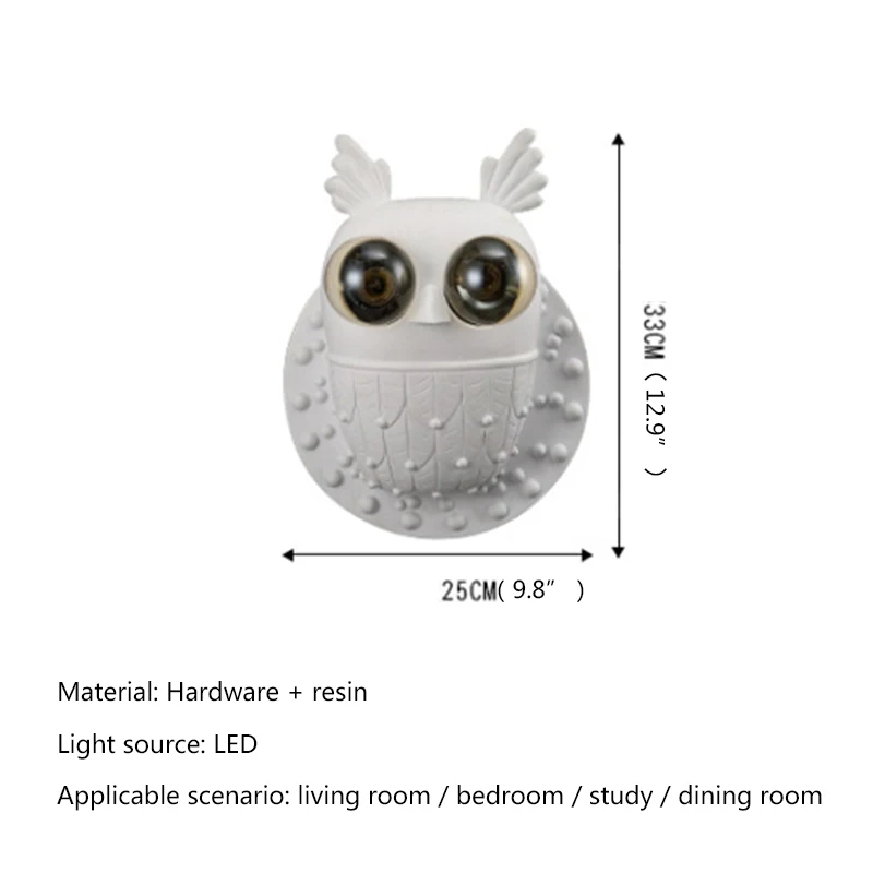 BERTH Contemporary Owl White Wall Lamp LED Creative Sconce Lighting Decorative For Living Bedroom Office