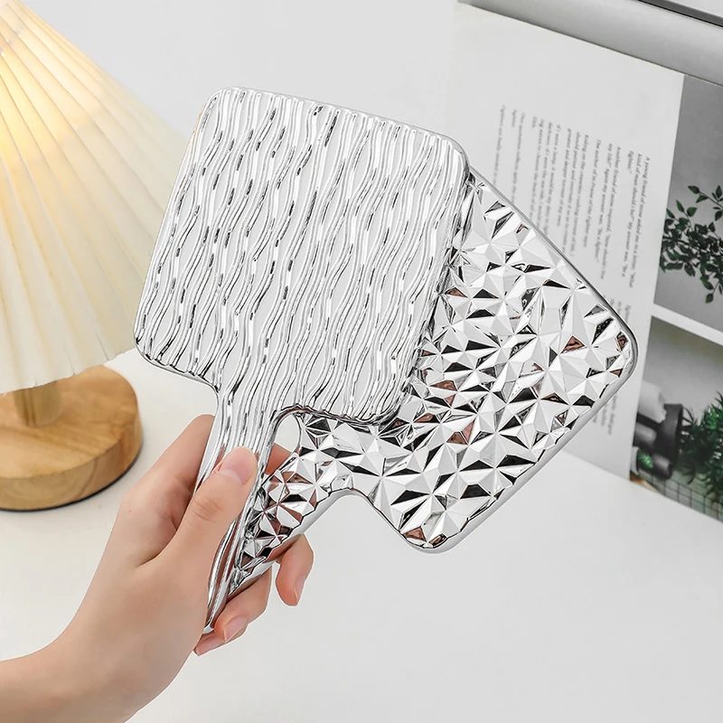 1 Pcs Metallic Portable Square Mirror Mini Hand-held Desktop Makeup Mirror