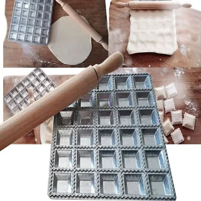 DIY Ravioli Maker Dumpling Dough Press Mold Aluminum Alloy Pastry Mould For Making Square Raviolis Essential Kitchen Gadget Tool