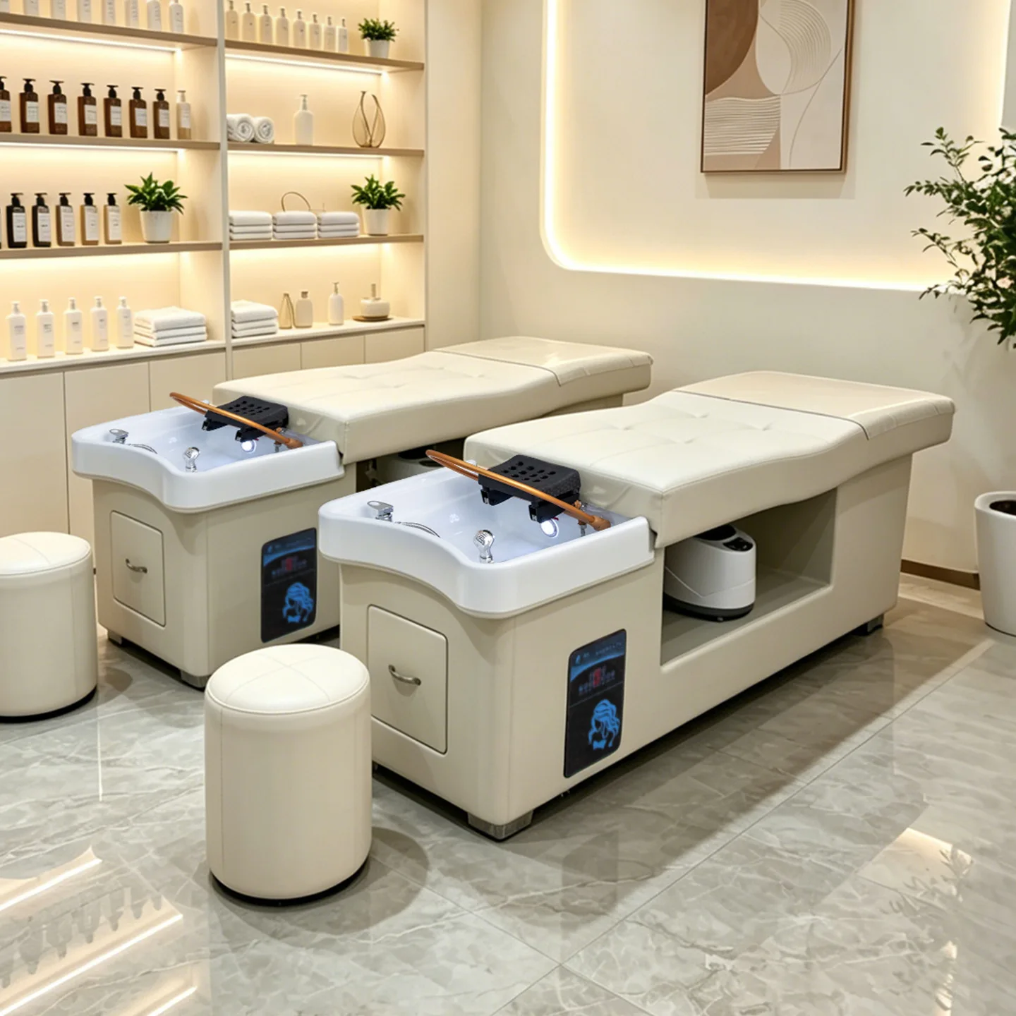 Hair therapy massage shampoo bed barber shop hair salon special constant temperature water circulation fumigation ear beauty bed