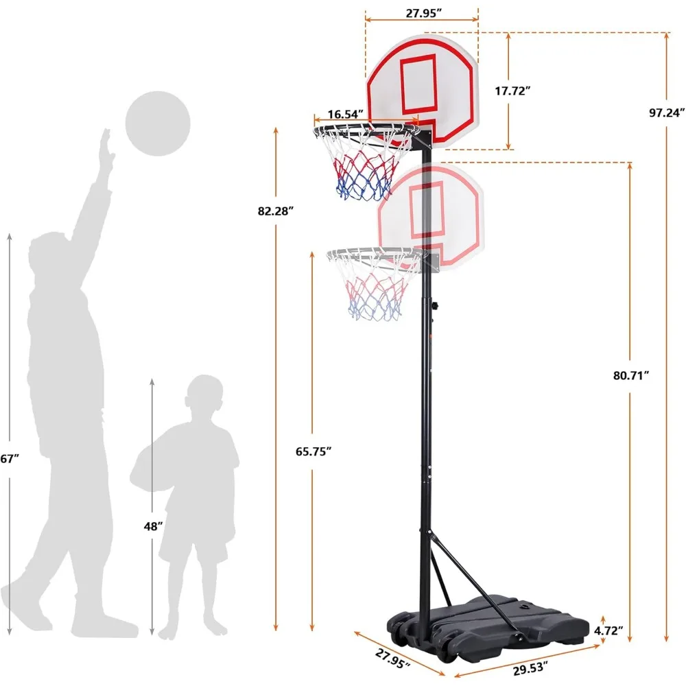 Aro de baloncesto portátil para interiores con altura ajustable para niños y adolescentes - Portería con sistema de soporte de baloncesto junior