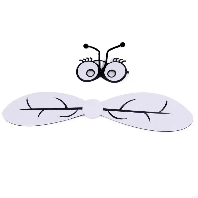 플라이 마스크가있는 Y3NE 버그 윙 할로윈 코스프레 의상 곤충 의상 액세서리 여성, 남성 및 어린이를위한 2Pcs 플라이 의상