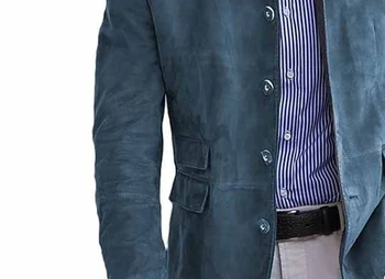 Autumn Winter Men's Casual Suede Blazer Jacket Long Sleeve Solid Color Single Breasted Button Fashion Jackets 5