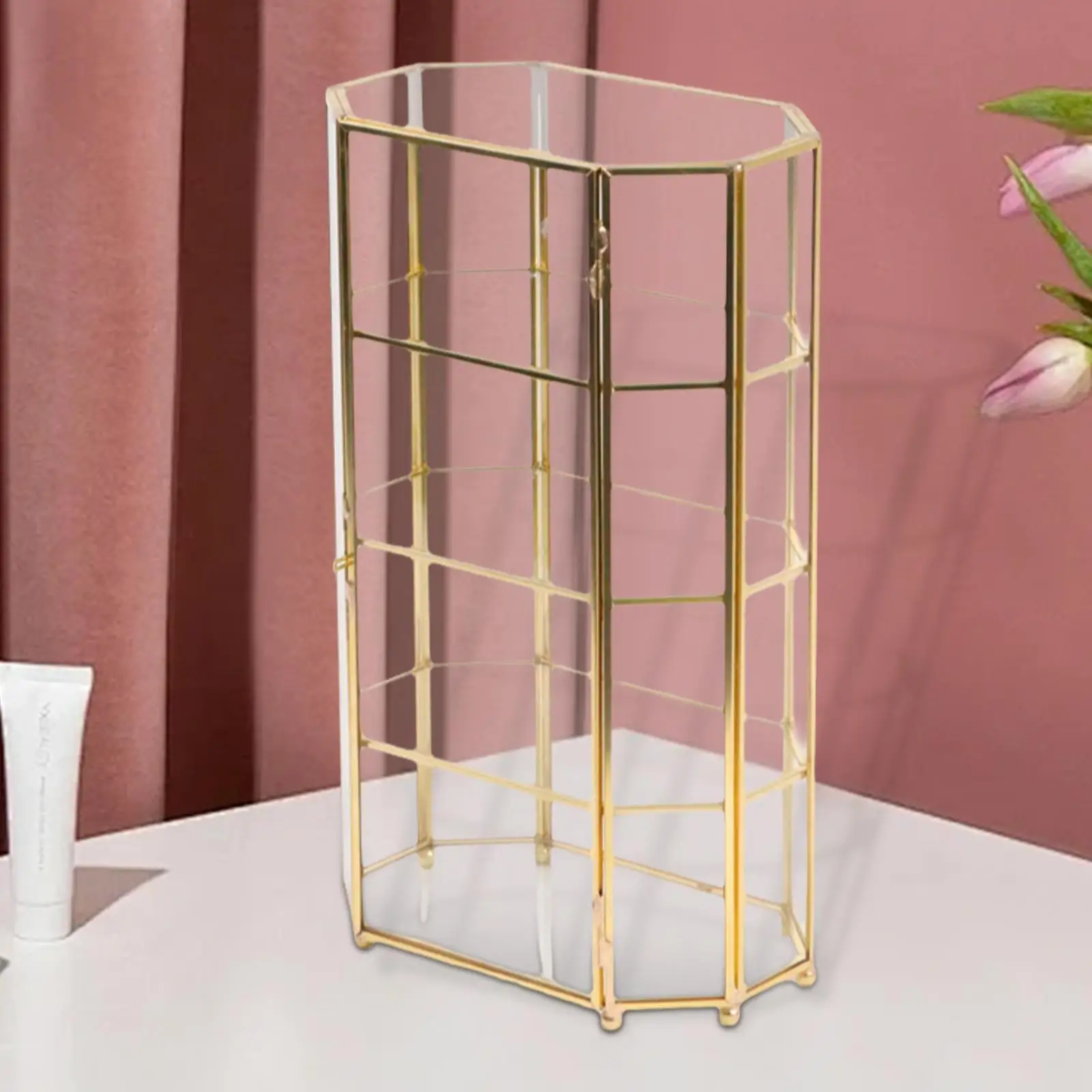 Glass Jewelry Box Convenient Decorative Box Geometric Jewelry Display Organizer Box for Living Room Women Rings