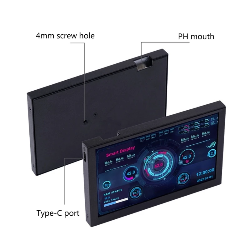 Imagem -04 - Tela Ips Usb Polegadas Aida64 tipo c Tela Secundária pc Cpu Monitores Dados Tela Temperatura do Computador