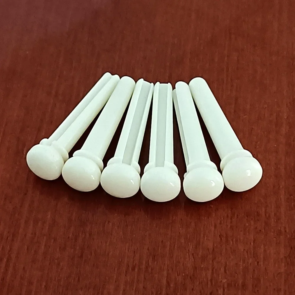 6pcs Real Bone Acoustic Guitar Bridge Pins Pure Bone  Bridge Pin with Brass Circle for Folk Guitar Replacement Accessories