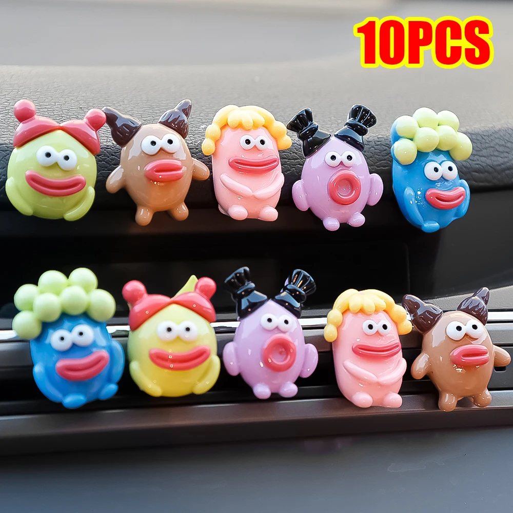 Mini Car Ornaments Cartoon Sausage Mouth Automatic Center Control Screen DIY Resin Decoration Accessories Refrigerator Sticker