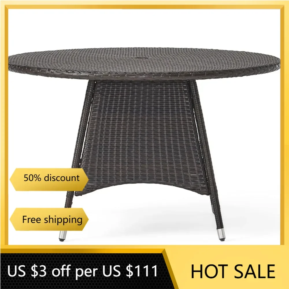 

Christopher Knight Home Corsica PE Round KD Dining Table, Multibrown Outdoor Tables Outdoor Furniture