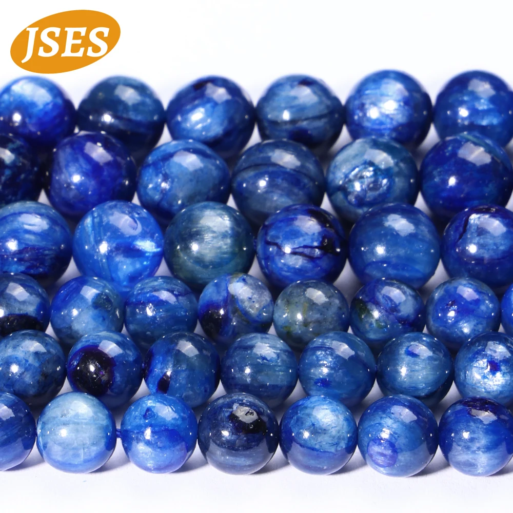 JSES Blue Kyanite Beads 6mm 7mm 8mm Spacer Loose Gemstone Beads for Jewelry Making Bracelet Necklace Handmade DIY Accessories