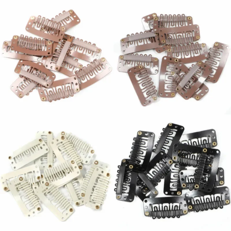 10 sztuk/zestaw klips do przedłużania włosów w kształcie litery U splot peruka 6/9 zębów czarne klipsy zatrzaskowe narzędzia do stylizacji 32mm narzędzie do mocowania kapelusza