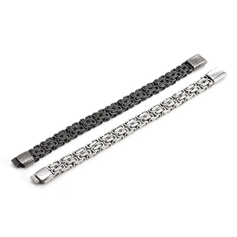 316L Stainless Steel Simple Hip Hop Thick Byzantine Bicycle Chain Bracelet for Men Women Kpop Gift Jewelry