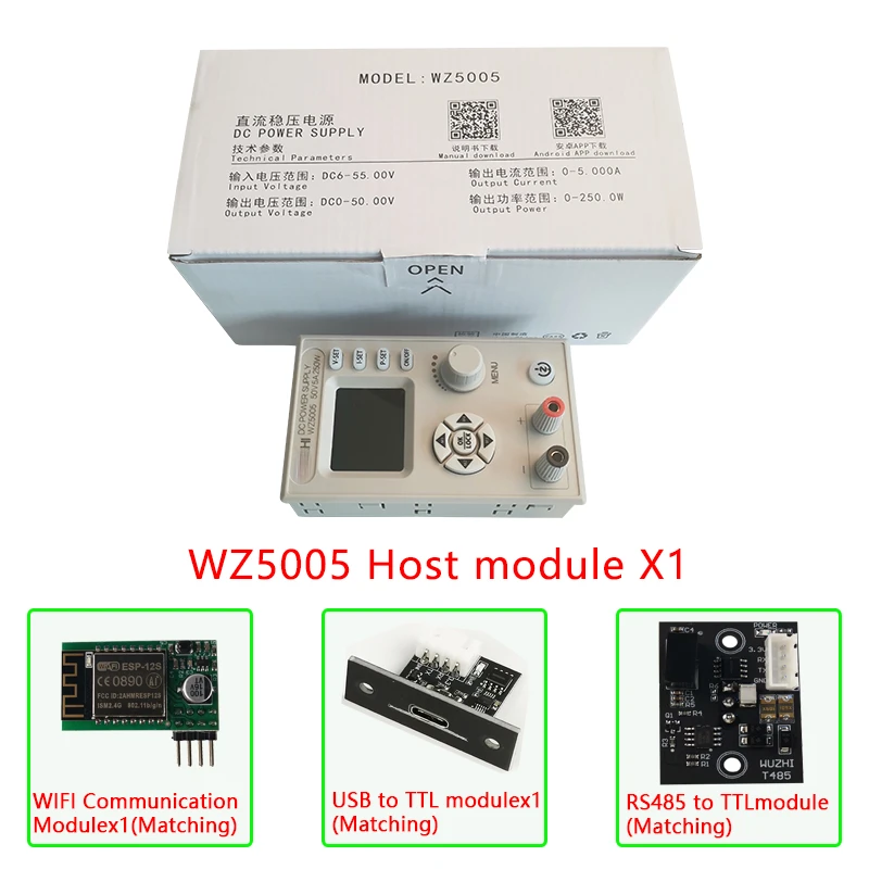 DC DC Buck Converter CC CV 50V 5A Power Module Adjustable Regulated Laboratory Variable Power Supply Communication WZ5005