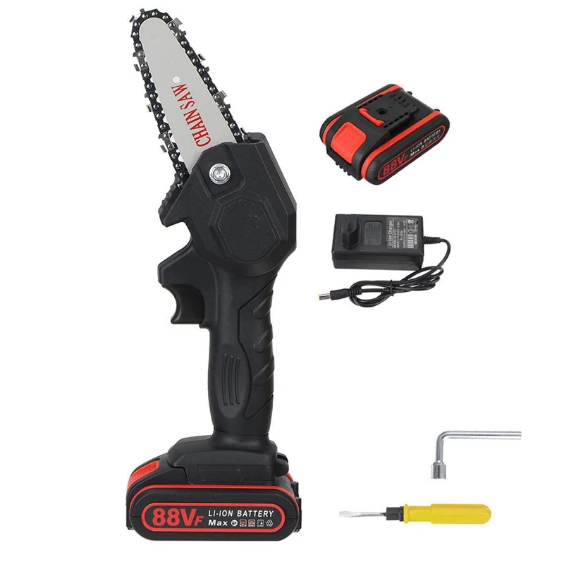 NEW-4 Inch Mini Electric Saw Chain Saw With Battery Woodworking Pruning Garden Tool