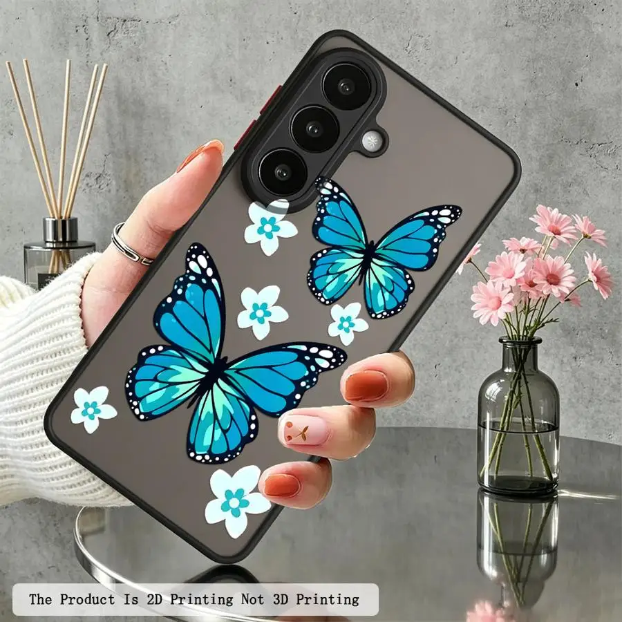 Double Winged Butterfly Funda Back Phone Cover Case for Samsung Galaxy S26 S20 FE S24 Plus S22 Note 20 Ultra 10+ S23 FE S21 S25