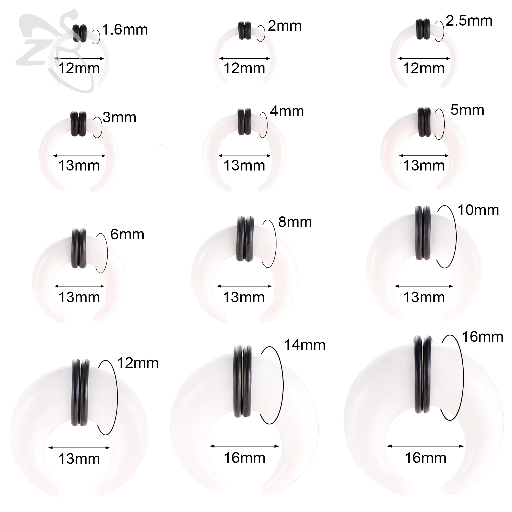 ZS 1PC C Shape Glass Nose Rings for Women Girls Bull Horn Nose ring Septum Piercing Bull Horn Nose Ring Red Color Helix Piercing