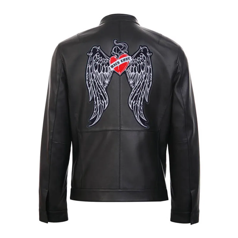 Large  Embroidery Patches Angel Wings Red  Heart Cross Medal  Lightness for Jacket Back Vest  Biker Punk Accessories Sew On