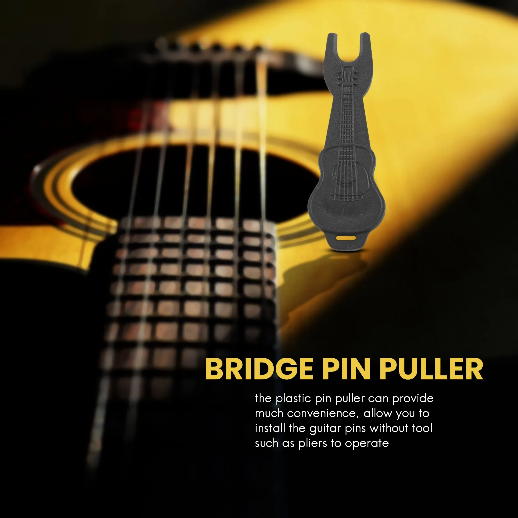 Clavijas de puente de guitarra acústica, clavijas en blanco y negro con 1 pieza Extractor de pines de puente en guitarra, 36 piezas