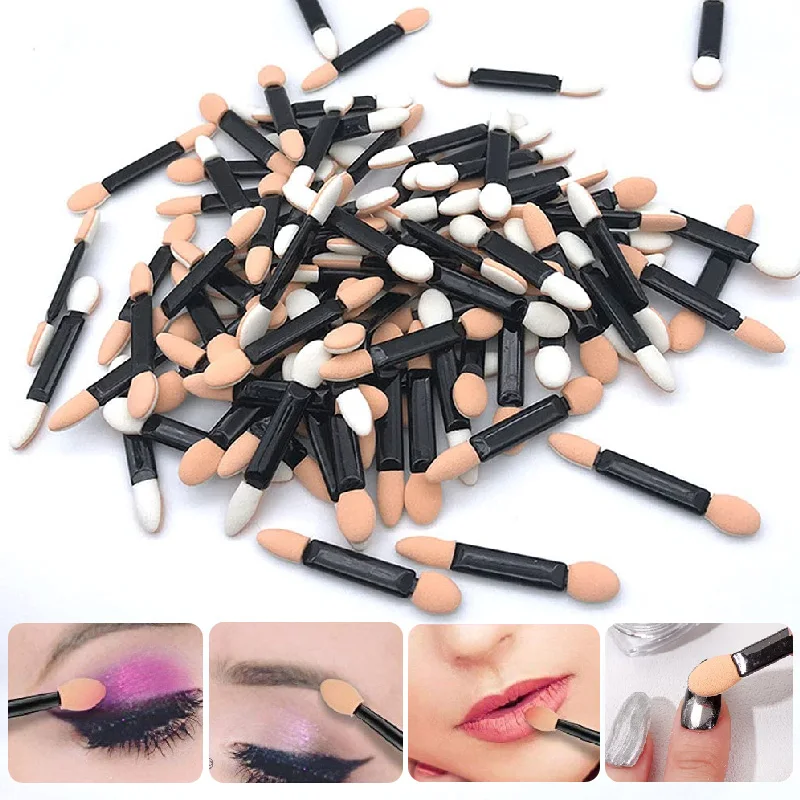 50/100/200/500/1000Pcs Disposable Double Ended Sponge Nail Art Powder Brushes Double Sided Eyeshadow Applicator Makeup Sticks