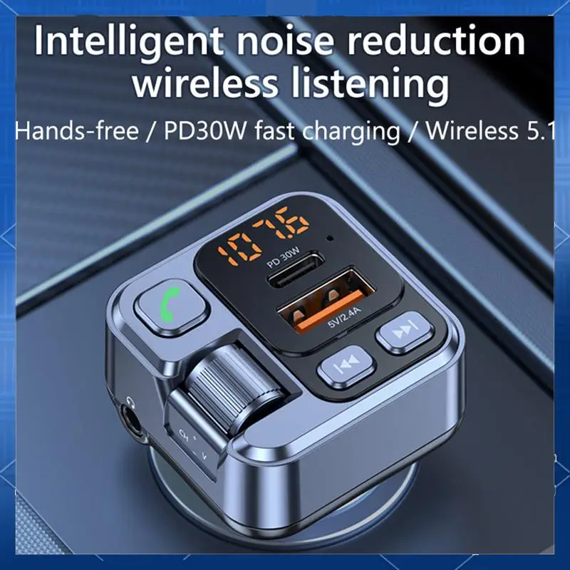 Car FM Transmitter Modualator Bluetooth Car MP3 Player USB Type C PD30W Car Charger Handsfree