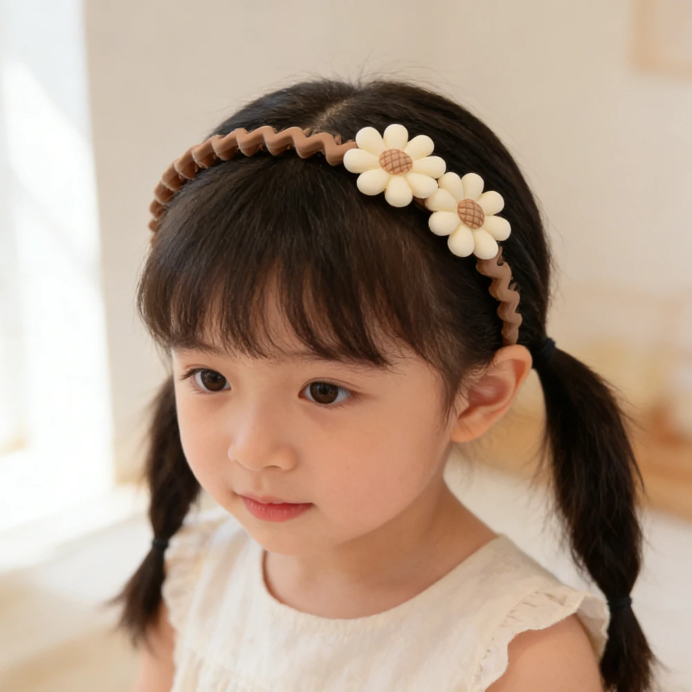 

Детская корейская повязка на голову с кофе и цветком, заколки для волос, зажимы для волос, органайзеры для девочек, головные уборы для девочек, детские аксессуары для волос