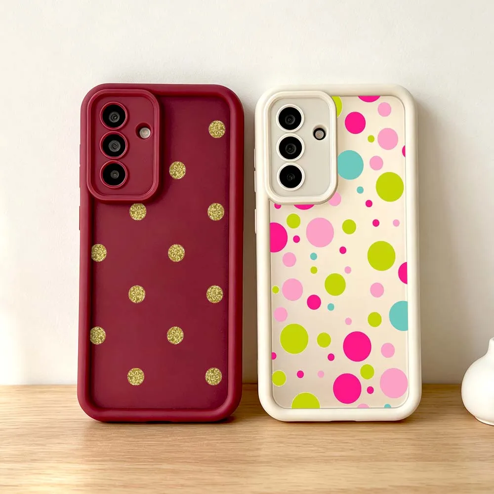 Cartoon Colorful Polka Dots Cover For Samsung Galaxy A73 A72 A71 A56 A55 A35 A25 A54 A53 A52 A51 A32 Eye Ladder Phone Case