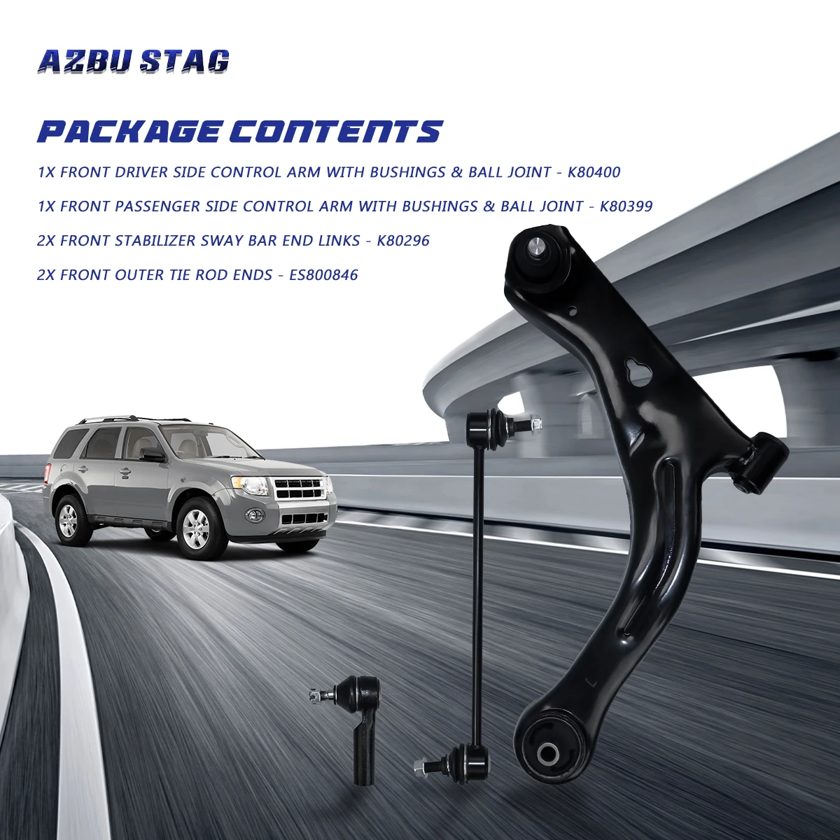 AzbuStag 6Pcs Front Lower Control Arm Suspension Kit for Ford Escape Mazda Tribute Mercury Mariner 2010 2011 2012 ZZC134320