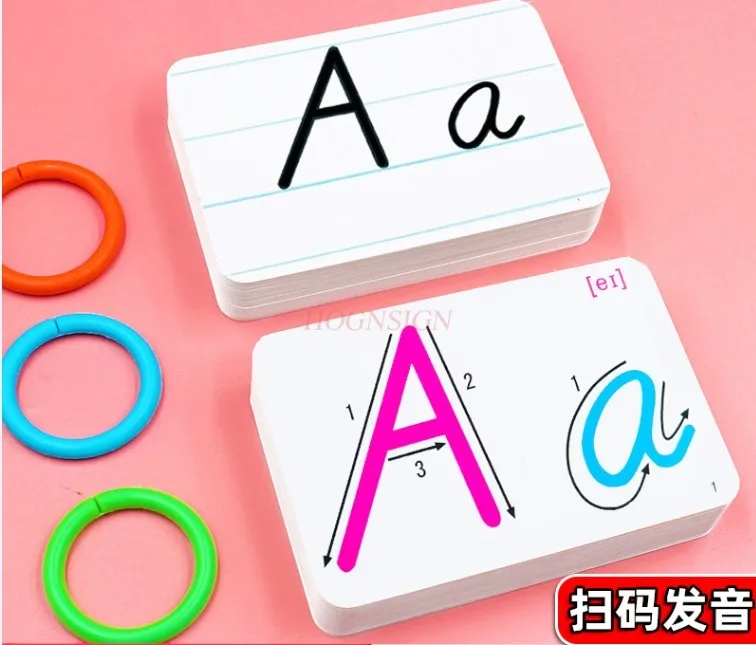 26 Letter English Flash Card Handwritten Montessori Early Development Learning Educational Toy For Children Kid Gift With Buckle