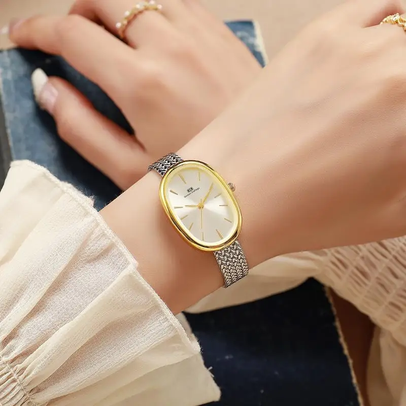 Cross border watches, niche, luxury, high-end, oval oval shaped dial with dotted diamonds, fashionable hot selling watches