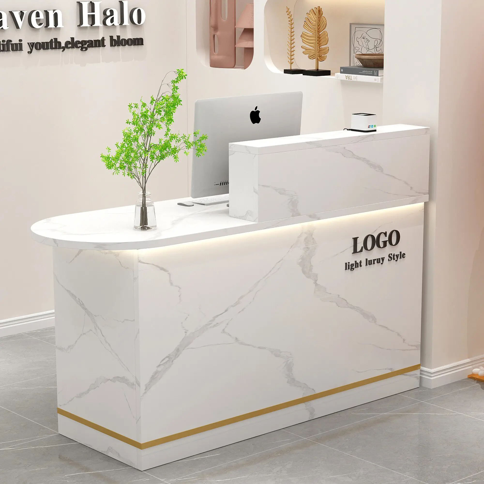 

Medical Reception Desk Hairdressing Modern Store Business Reception Desk Market Counter Table Comptoir Caisse Corner Furniture