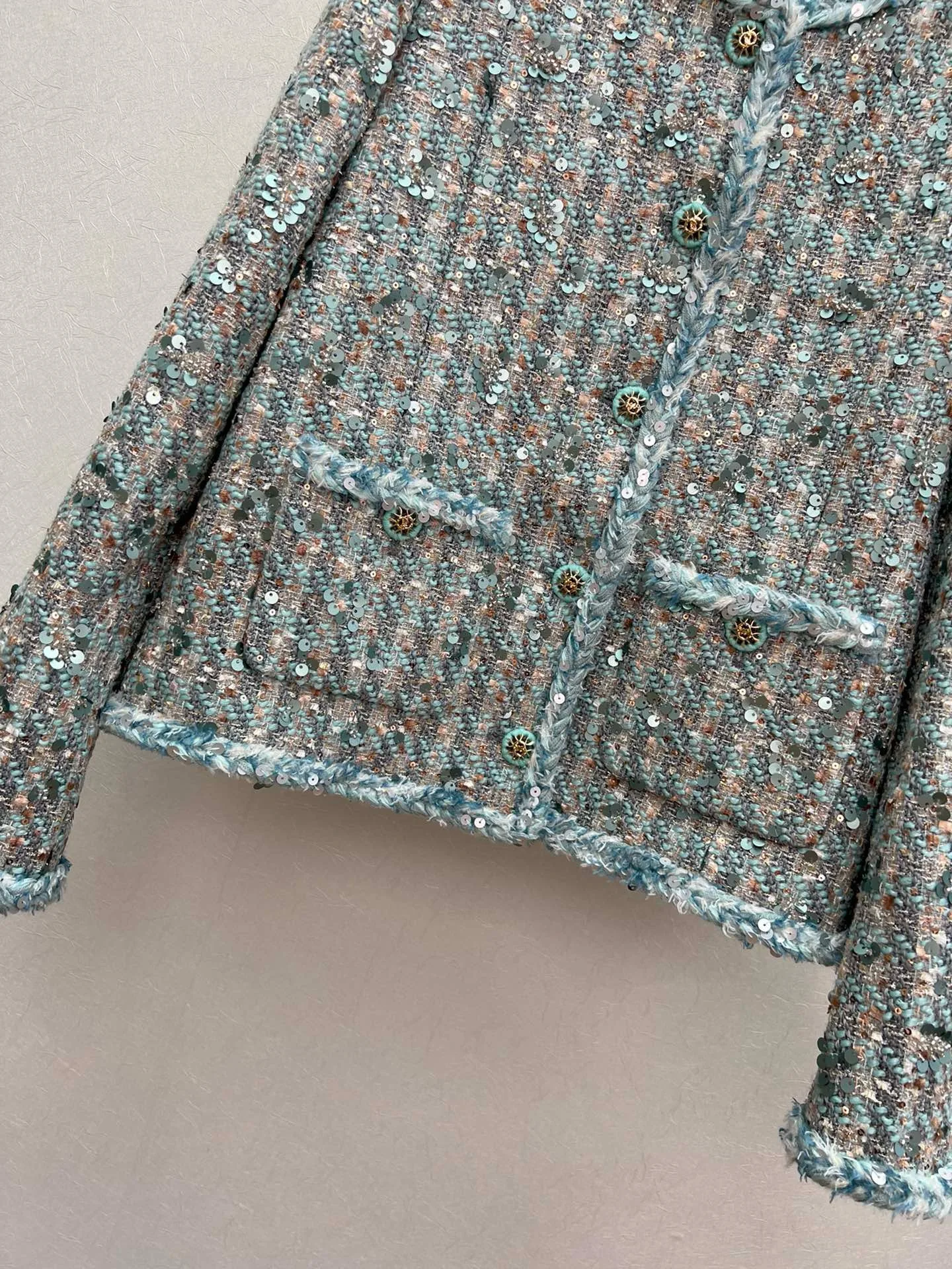 Vacandis-abrigo de Tweed con cuello redondo para mujer, chaqueta de lentejuelas de un solo pecho, alta calidad, elegante, Vintage, oficina, prendas de vestir, Tops, otoño