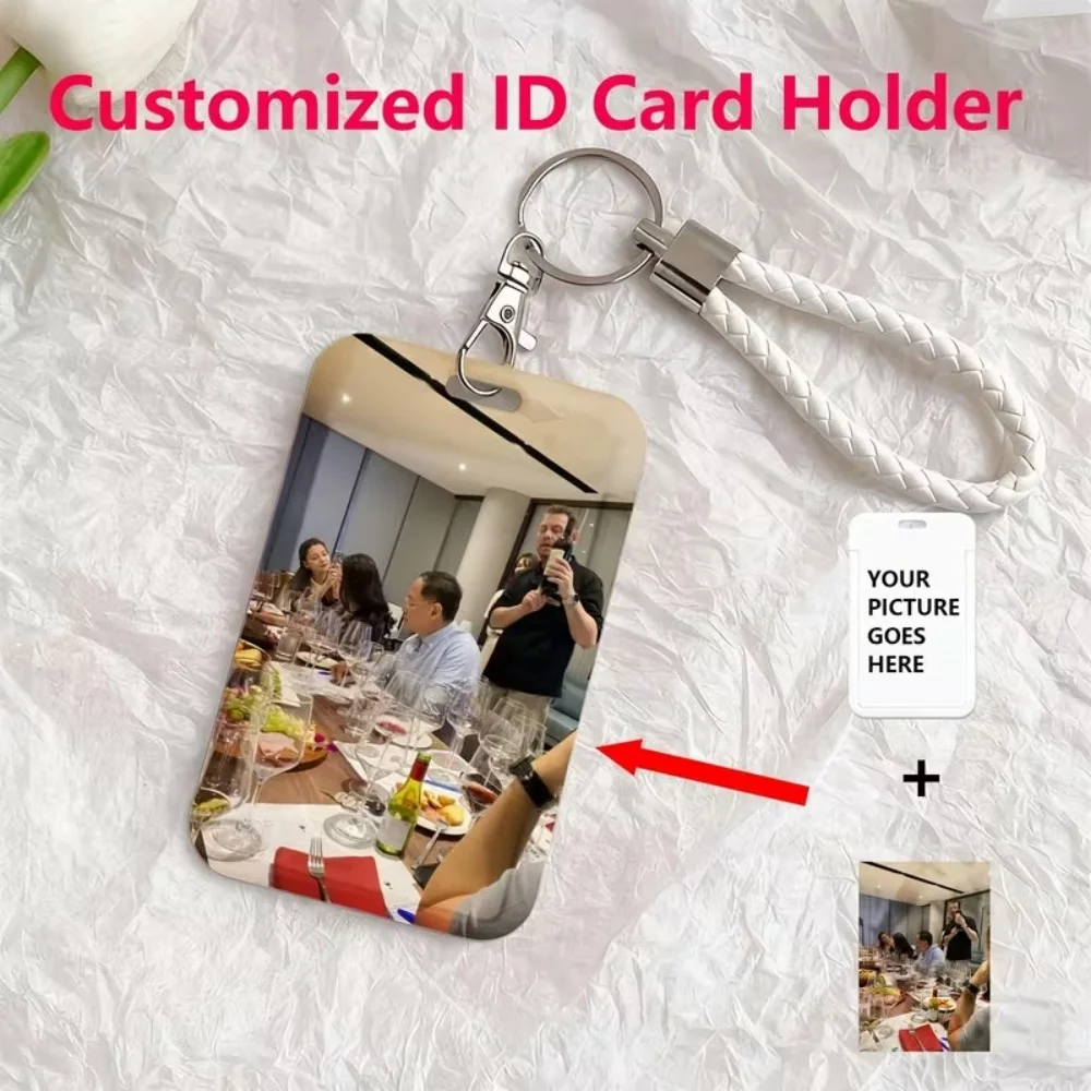 For Office Staff Teacher Buisiriess Personalized Custom ID Card Holder With Lanyard Custom Name Text Protector Case Card Cover