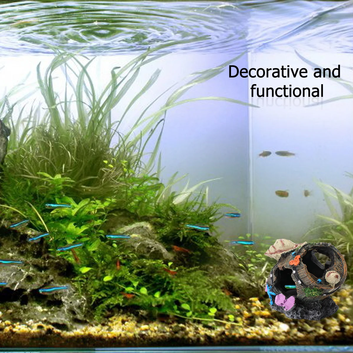 

Shell Wine Barrel Hiding Cave Fish Tank Decoration Ornament Aquarium Shelter Craft Decorations