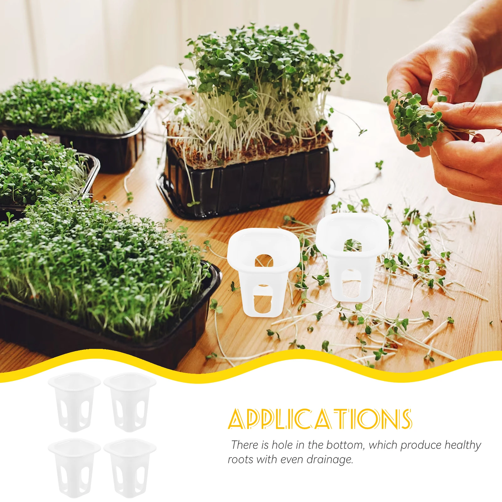 

50pcs Square Plastic Vegetable Baskets Hydroponic Vegetables Pots Indoor Soilless Cultivation Container White Pp Material Even