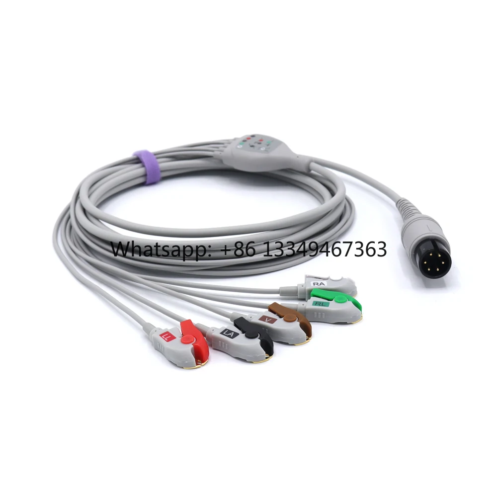 6pin-compatible-5-lead-cable-aha-pinch-patient-accessories-supplier-fast-shipping
