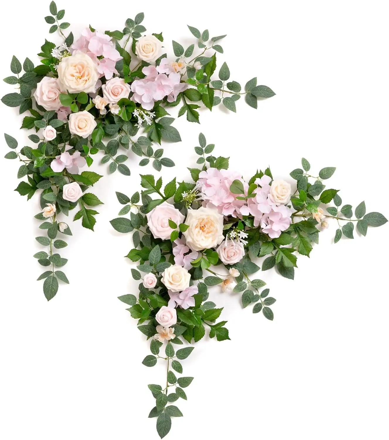 

moment 2PCS Pink Artificial Floral Swags Wedding Arch Flower Garland Cream Rose Flowers Greenery for Table Backdrop Easel Wall E