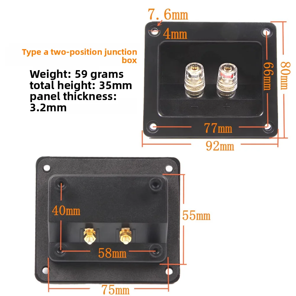VYOPBC 2PCS Crystal Speaker Junction Box Pure Copper Binding Post 2 Way HIFI DIY Amplifier Connector F-506