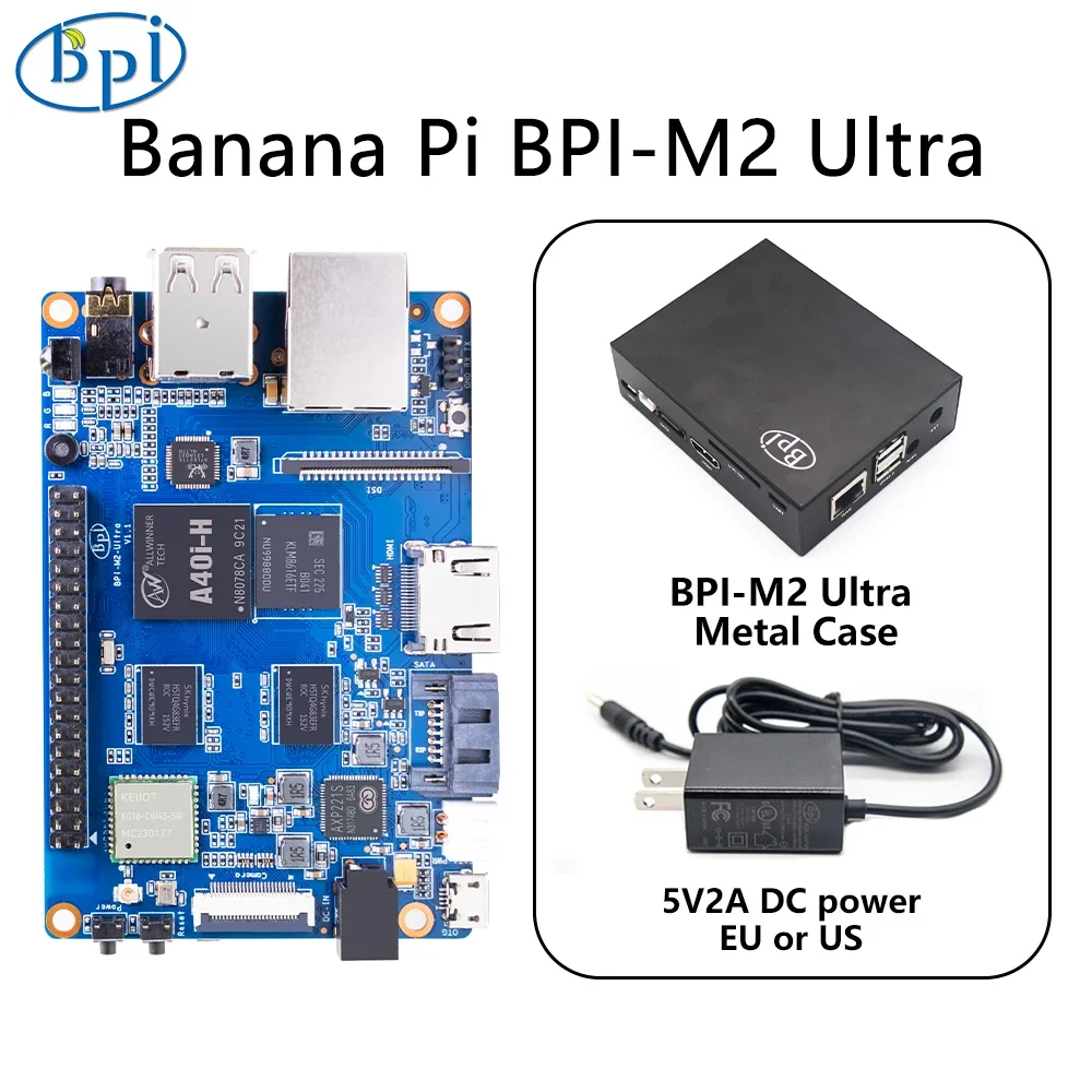 BoMaSBanana Pi BPI-M2 Ultra With Metal Case Power Allwinner A40i Quad Core 2GB DDR3 8GB EMMC With Onboard WiFi BT4.0 Single Boar