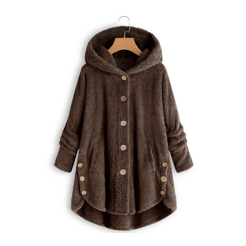 Autumn Winter Women Fur Coat Plus Size 5XL Covered Button Furry Faux Fur Coats Women's Long Loose Soft Faux Fur Coat Overcoat
