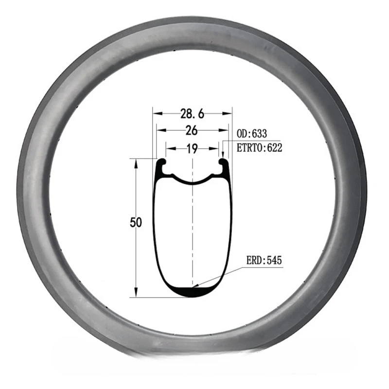 

700C Highway Carbon Fiber Wheels 50mm High Opening Vacuum Compatible 26mm Width