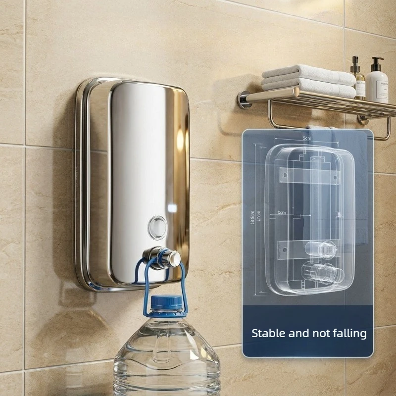Stainless Steel Manual Soap Dispenser Wall Mounted Large Capacity Leakproof Bathroom Kitchen Hotel Press Pump Luxury Accessory
