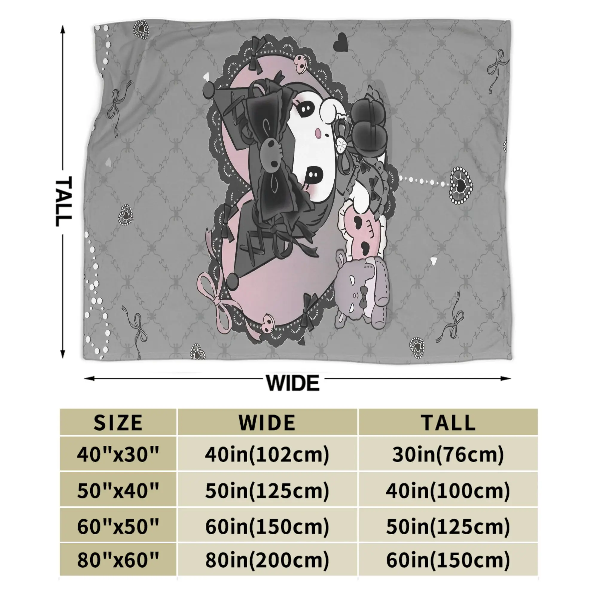لطيف Kuromi Baku الكرتون بطانية الفانيلا مضحك الدافئة رمي البطانيات للمنزل مطعم الديكور #3