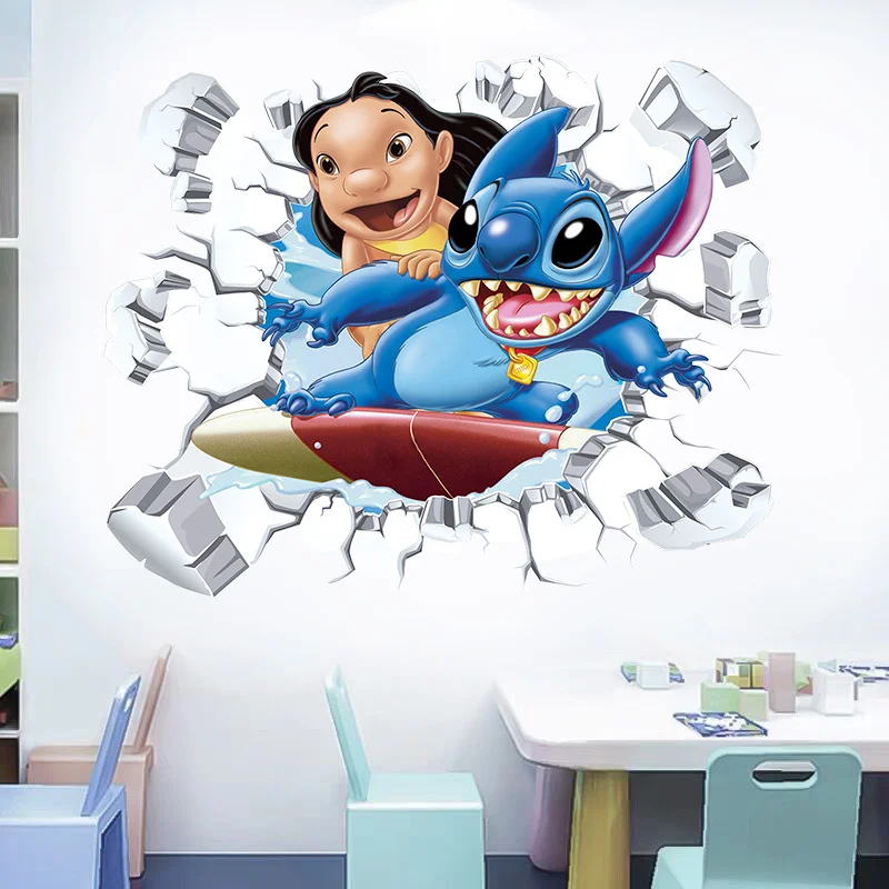 Cartoon Lilo & Stitch Baby Movies Wall Stickers For Kid\'s Room Kindergarten Living Room Bedroom Wall Decoration Animated Poster