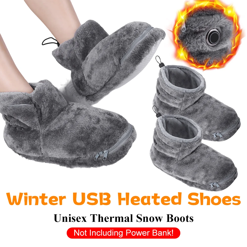 

Мужская и женская обувь с USB-подогревом, зимние теплые зимние ботинки, грелка для ног, домашние тапочки с электрическим подогревом, термосапоги унисекс
