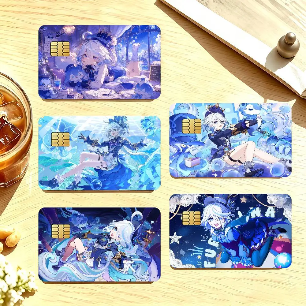 Game Furina Genshin Impact Credit Card Public Transportation Cards Sticker Waterproof Card Face Decoration 4PCS