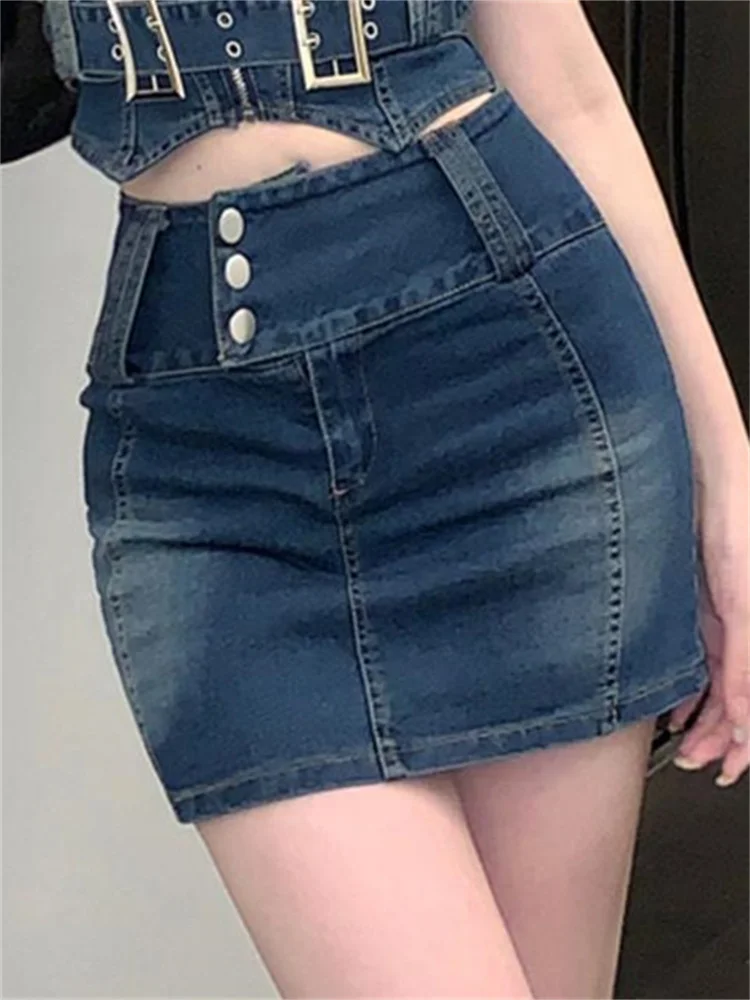 Irabeezt Hot Girl Denim Short Skirt Suits Women 2022 New Summer Korean Belt Bandeau Top + High Waist Hip Skirt Two-piece Trend