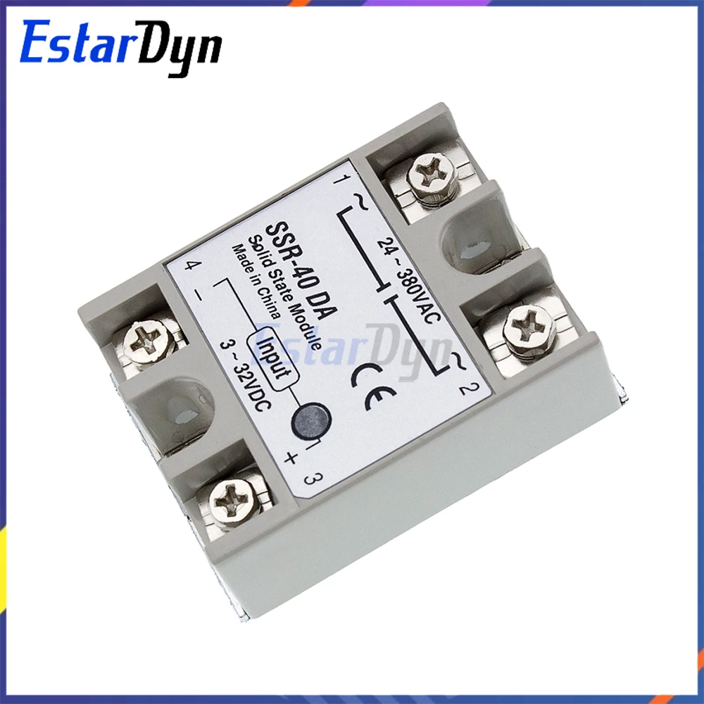 SSR-40DA Solid State Relay Module 40A DC to AC High Power Switching for Temperature Control System Industrial Automation
