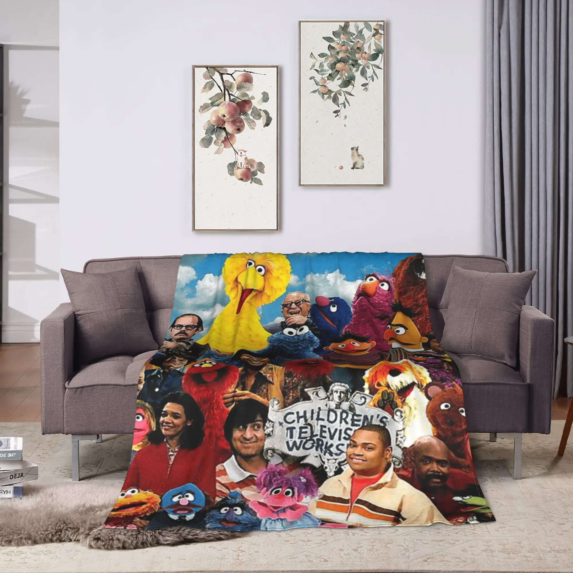 Sesames Streets Plush Blankets Kids  Flannel Throw Blanket For Couch Bed Warm Soft Custom Quality Bedspread Gift Idea