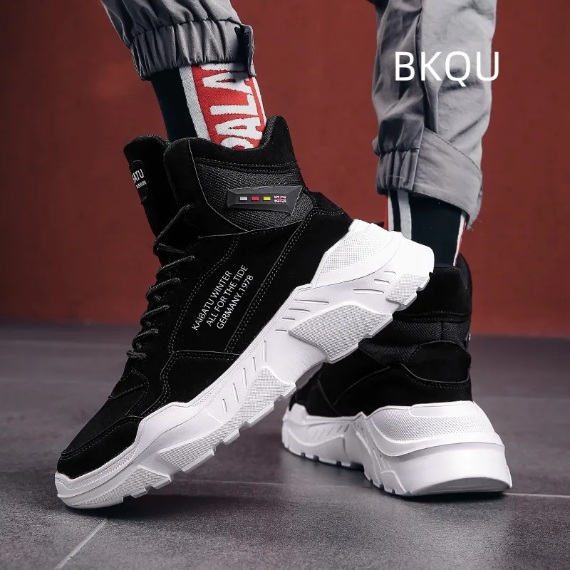 รองเท้าบูทผู้ชายกันลื่นขนาดใหญ่แพลตฟอร์มน้ำหนักเบาลำลองกลางแจ้ง, รองเท้าบูทหัวกลมสบายทนทานต่อการฉีกขาดเหมาะสำหรับฤดูใบไม้ผลิฤดูใบไม้ร่วง