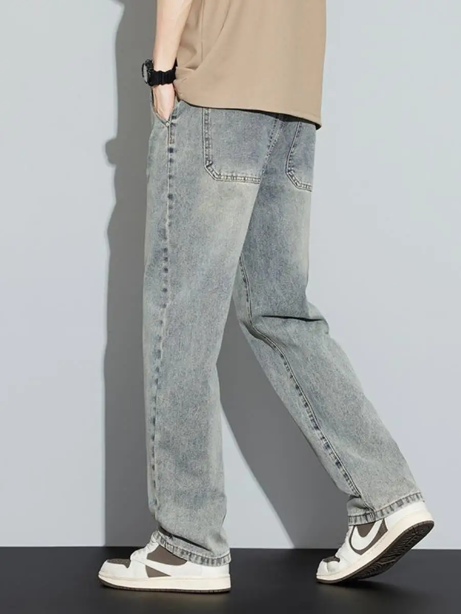 

Мужские повседневные джинсы прямого кроя: универсальные, удобные, износостойкие, на средней талии, однотонные, для повседневной носки весной