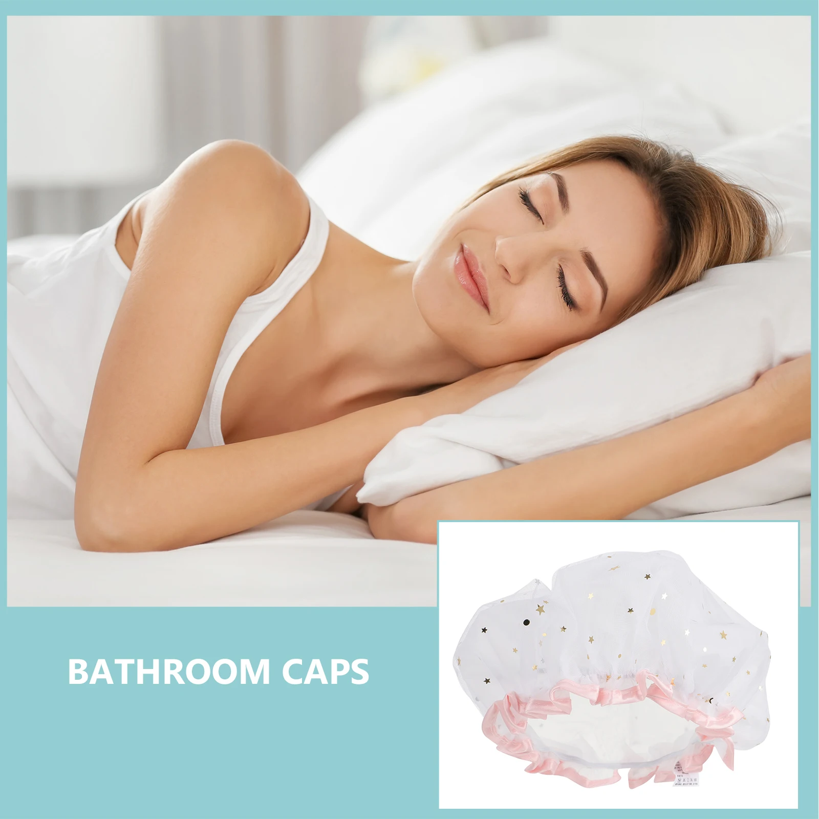 

2Pcs Waterproof Satin Makeup Hat Waterproof Shower Caps Lined EVA Beauty Hat for Bathing Ladies Home Hair Protection